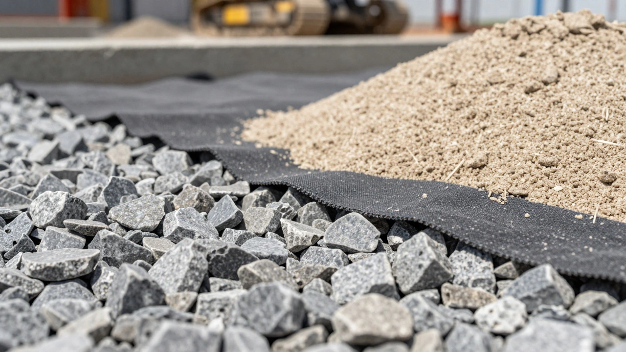 Материалы для подушки: щебень, песок и ткань.