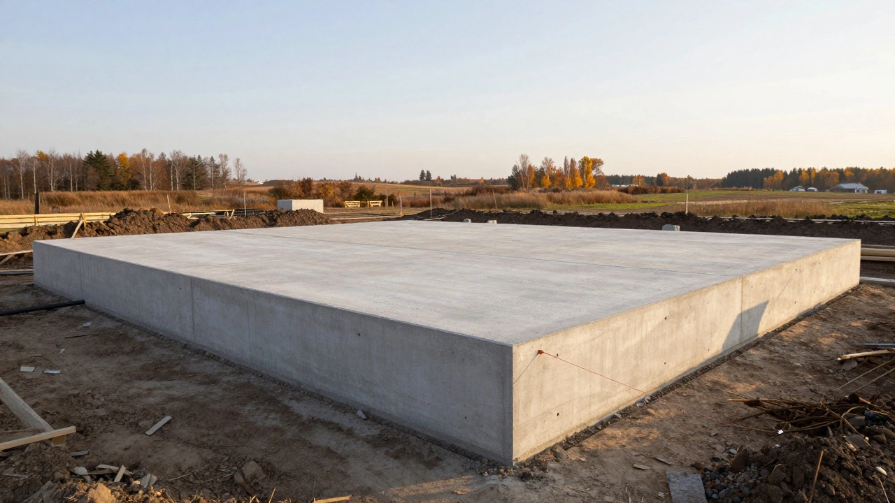 Готовый монолитный плитный фундамент для строительства массивного дома